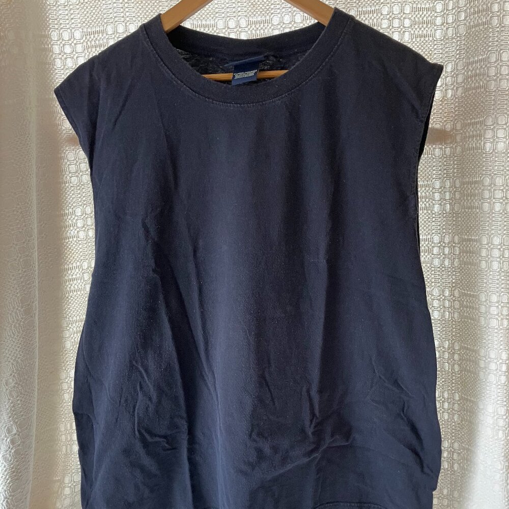 Vtg Basic Editions Navy Blue Muscle Tank Mens XL